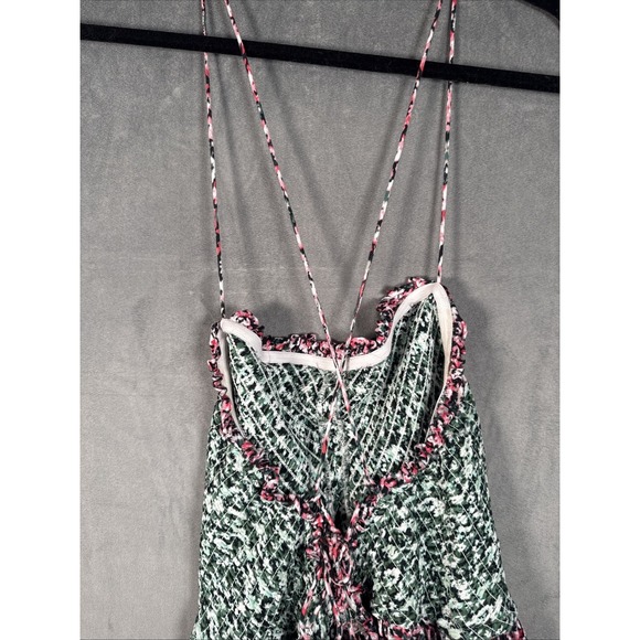 Free People Women's Boho Floral One I Love Green Pink Maxi Dress Sz S - Picture 10 of 13